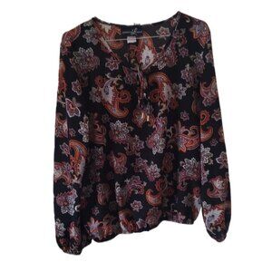 Lexington Avenue Black Paisley 3/4 Sleeve Blouse